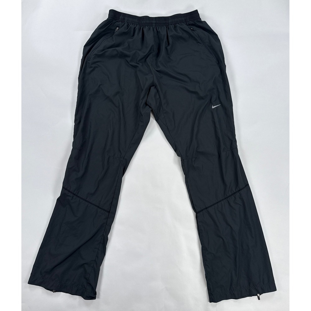 Nike Running Pants Mens Large Black Windbreaker Track Pants Ankle Zip 428620-061